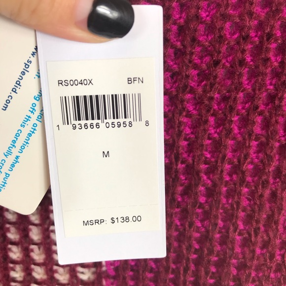 Splendid | Color Block Pullover Knit Sweater Top Raspberry Pink Red Medium - Picture 7 of 9